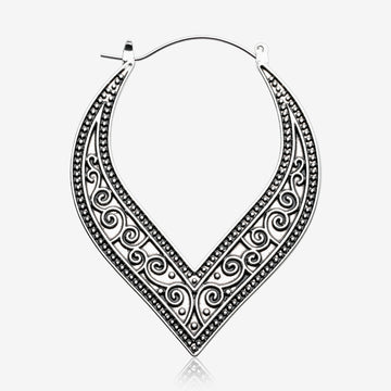 A Pair of Vintage Filigree Plug Hoop Earring-Steel